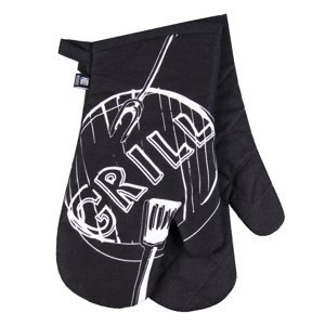 Kuchyňské bavlněné rukavice chňapky GRILL, černá, 100% bavlna 18x30 cm Essex
