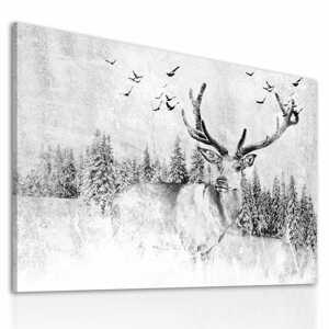 LUDESIGN GALLERY Obraz na plátně DEER IN WINTER různé rozměry Ludesign ludesign obrazy: 100x70 cm