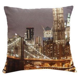 Polštář BROOKLYN BRIDGE barevná MyBestHome 40x40cm fototisk 3D motiv newyorského mostu Varianta: Povlak na polštář s antialergickou prošívanou výplní