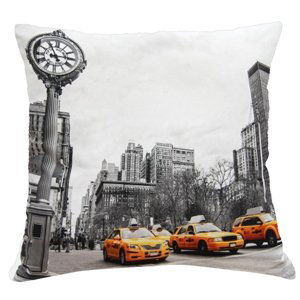 Polštář FIFTH AVENUE šedá MyBestHome 40x40cm fototisk 3D motiv hlavní ulice na Manhatanu Varianta: Povlak na polštář, 40x40 cm