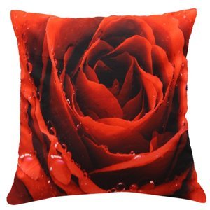 Polštář ČERVENÁ RŮŽE červená MyBestHome 40x40cm fototisk 3D motiv červená růže Varianta: Povlak na polštář, 40x40 cm