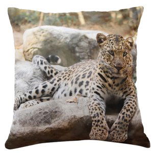 MyBestHome TREND Polštář LEOPARD 103-1 MyBestHome 40x40cm fototisk 3D motiv béžová Varianta: Povlak na polštář, 40x40 cm