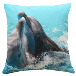 Polštář DELFÍN MyBestHome 40x40cm fototisk 3D motiv delfína Varianta: Povlak na polštář s výplní, 40x40 cm
