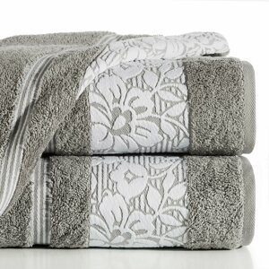 Bavlněný froté ručník s bordurou VIKI 50x90 cm, šedá, 500 gr Mybesthome