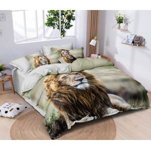 Povlečení 3D LION francouzské povlečení, 1x 200x220 cm, 2x povlak 70x80 cm MyBestHome