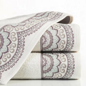 Bavlněný froté ručník s bordurou OLIVIA 50x90 cm, krémová, 450 gr Mybesthome Varianta: ručník - 1 kus 50x90 cm