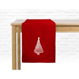 Vánoční ubrus - běhoun na stůl MERRY TREE 40x140 cm, červená,