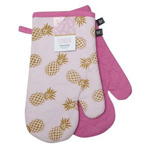 Kuchyňské bavlněné rukavice - chňapky LINDA růžová, 100% bavlna 19x30 cm Essex