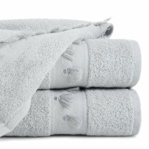 Bavlněný froté ručník s aplikací ALBAN 50x90 cm, šedá, 450 gr Mybesthome Varianta: ručník - 1 kus 50x90 cm