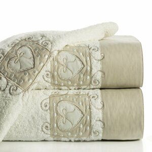 Bavlněný froté ručník s aplikací LOVING 50x90 cm, krémová, 500 gr Mybesthome Varianta: ručník - 1 kus 50x90 cm