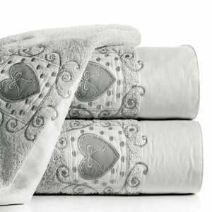 Bavlněný froté ručník s aplikací LOVING 50x90 cm, šedá, 500 gr Mybesthome Varianta: ručník - 1 kus 50x90 cm