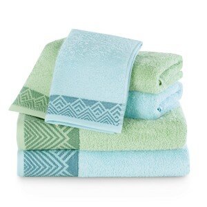 Dárkový set 6 ks ručníků 100% bavlna AREDO 2x ručník 50x100 cm, 2x osuška 70x140 cm a 2x ručník 30x50 cm mátová/modrá 460 gr Mybesthome
