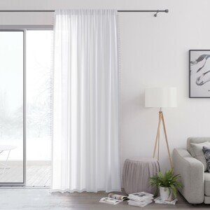 Dekorační záclona s řasící páskou POMPONS bílá 140x250 cm (cena za 1 kus) MyBestHome