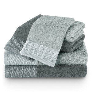 Dárkový set 6 ks ručníků 100% bavlna ARICA 2x ručník 50x90 cm, 2x osuška 70x140 cm a 2x ručník 30x50 cm šedá/grafitová 460 gr Mybesthome