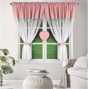 Dekorační krátká záclona s řasící páskou KALINA růžová 400x145 cm MyBestHome