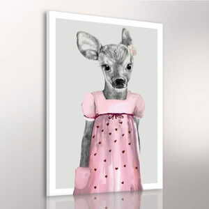 LUDESIGN GALLERY Obraz na plátně DEER LADY IN PINK různé rozměry Ludesign ludesign obrazy: 80x60 cm