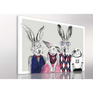 Obraz na plátně HIPSTER RABBIT FAMILY A různé rozměry Ludesign ludesign obrazy: 80x60 cm