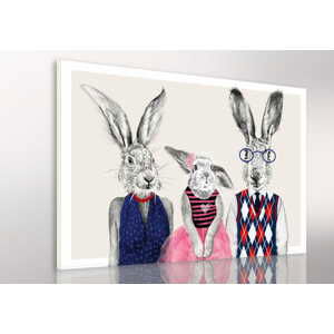 Obraz na plátně HIPSTER RABBIT FAMILY B různé rozměry Ludesign ludesign obrazy: 100x70 cm