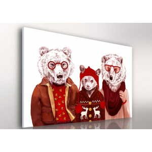 Obraz na plátně HIPSTER BEAR FAMILY různé rozměry Ludesign ludesign obrazy: 100x70 cm