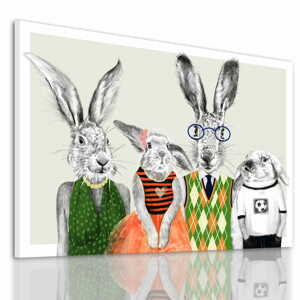 Obraz na plátně HIPSTER RABBIT FAMILY D různé rozměry Ludesign ludesign obrazy: 100x70 cm