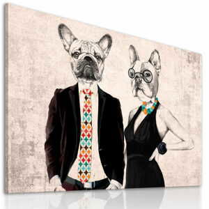 Obraz na plátně MR. and MRS. BULDOG - A různé rozměry Ludesign ludesign obrazy: 80x60 cm