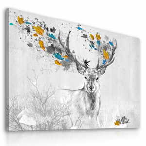 Obraz na plátně DEER DREAMS COLOR B různé rozměry Ludesign ludesign obrazy: 70x50 cm