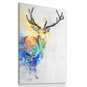 Obraz na plátně DEER IN COLORS C různé rozměry Ludesign ludesign obrazy: 80x60 cm