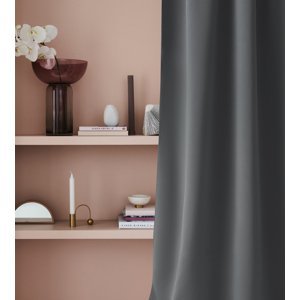 Dekorační závěs zatemňující s kroužky LAURA - "BLACKOUT" 140x250 cm, tmavě šedá (cena za 1 kus) MyBestHome