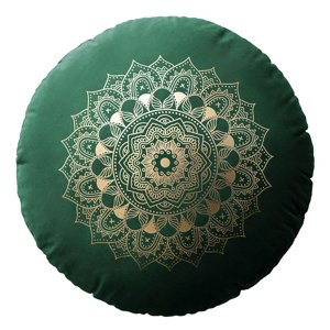 Polštář s výplní MANDALA zelená Ø 45 cm x 15 cm Mybesthome