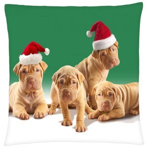 Vánoční polštář s motivem vánočních psích kamarádů Mybesthome 40x40 cm Varianta: Povlak na polštář s antialergickou prošívanou výplní, 40x40 cm