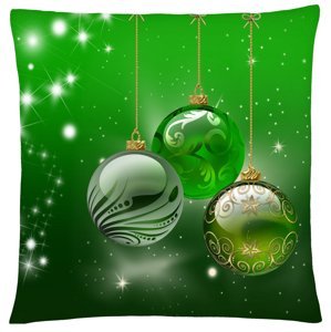 Vánoční polštář CHRISTMAS GREEN BALLS Mybesthome 40x40 cm Varianta: Povlak na polštář s antialergickou prošívanou výplní, 40x40 cm