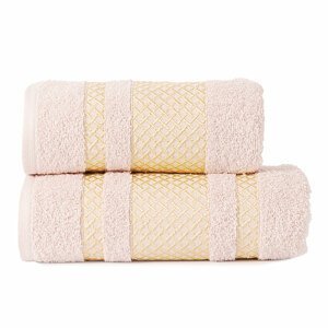 Bavlněný froté ručník s bordurou LIONEL 50x90 cm, pudrová/zlatá, 450 gr Mybesthome