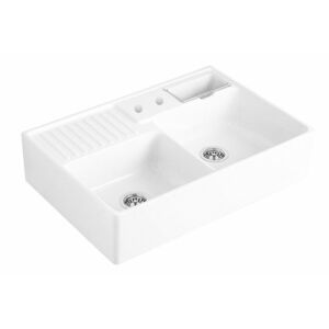 VILLEROY & BOCH Keramický dřez Double-bowl sink White alpin modulový 895 x 630 x 220 bez excentru 632391R1HL12