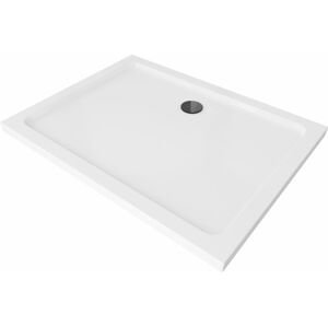 MEXEN/S Flat sprchová vanička obdélníková slim 140 x 100 cm, bílá + černý sifon 40101014B