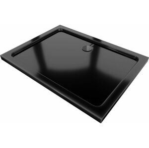 MEXEN/S Flat sprchová vanička obdélníková slim 100 x 80, černá + černý sifon 40708010B