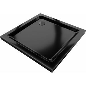 MEXEN/S Flat sprchová vanička čtvercová slim 90 x 90, černá + černý sifon 40709090B