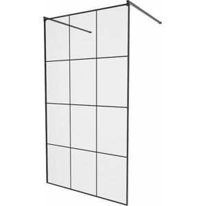 MEXEN/S KIOTO samostatně stojící sprchová zástěna 100 x 200, transparent/černá vzor 8 mm, černá 800-100-002-70-77