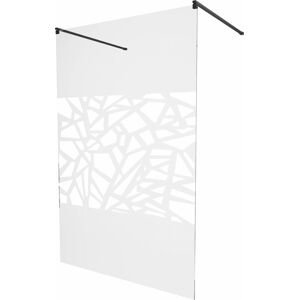 MEXEN/S KIOTO samostatně stojící sprchová zástěna 100 x 200, transparent/bílá vzor 8 mm, černá 800-100-002-70-85