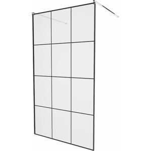 MEXEN/S KIOTO samostatně stojící sprchová zástěna 110 x 200 cm, transparent/černá vzor 8 mm, chrom 800-110-002-01-77