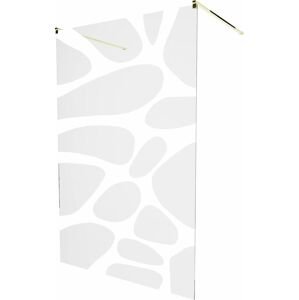 MEXEN/S KIOTO samostatně stojící sprchová zástěna 110 x 200 cm, transparent/bílá vzor 8 mm, zlatá 800-110-002-50-97