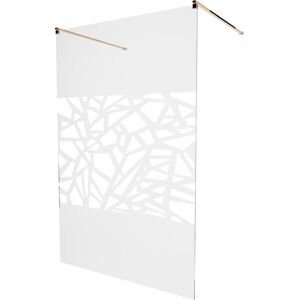 MEXEN/S KIOTO samostatně stojící sprchová zástěna 110 x 200 cm, transparent/bílá vzor 8 mm, růžové zlato 800-110-002-60-85