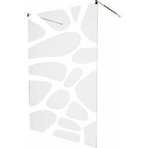 MEXEN/S KIOTO samostatně stojící sprchová zástěna 110 x 200 cm, transparent/bílá vzor 8 mm, růžové zlato 800-110-002-60-97