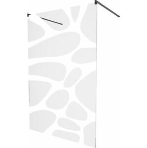 MEXEN/S KIOTO samostatně stojící sprchová zástěna 110 x 200 cm, transparent/bílá vzor 8 mm, černá 800-110-002-70-97
