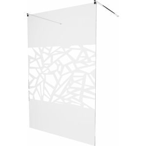 MEXEN/S KIOTO samostatně stojící sprchová zástěna 120 x 200 cm, transparent/bílá vzor 8 mm, chrom 800-120-002-01-85