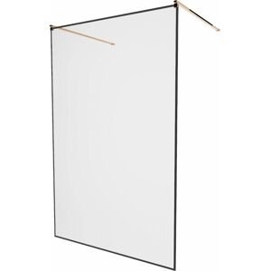MEXEN/S KIOTO samostatně stojící sprchová zástěna 120 x 200, transparent/černá vzor 8 mm, růžové zlato 800-120-002-60-70