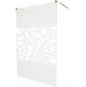 MEXEN/S KIOTO samostatně stojící sprchová zástěna 130 x 200 cm, transparent/bílá vzor 8 mm, zlatá 800-130-002-50-85