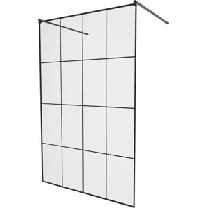 MEXEN/S KIOTO samostatně stojící sprchová zástěna 130 x 200 cm, transparent/černá vzor 8 mm, černá 800-130-002-70-77