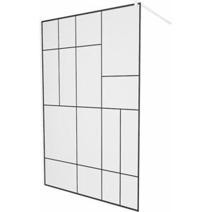 MEXEN/S KIOTO Sprchová zástěna WALK-IN 80 x 200 cm, transparent/černý vzor 8 mm, bílá 800-080-101-20-78
