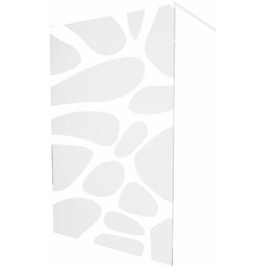 MEXEN/S KIOTO samostatně stojící sprchová zástěna 100 x 200 cm, transparent/bílý vzor 8 mm, bílá 800-100-002-20-97