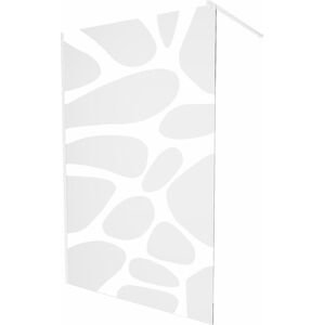 MEXEN/S KIOTO Sprchová zástěna WALK-IN 100 x 200 cm, transparent/bílý vzor 8 mm, bílá 800-100-101-20-97